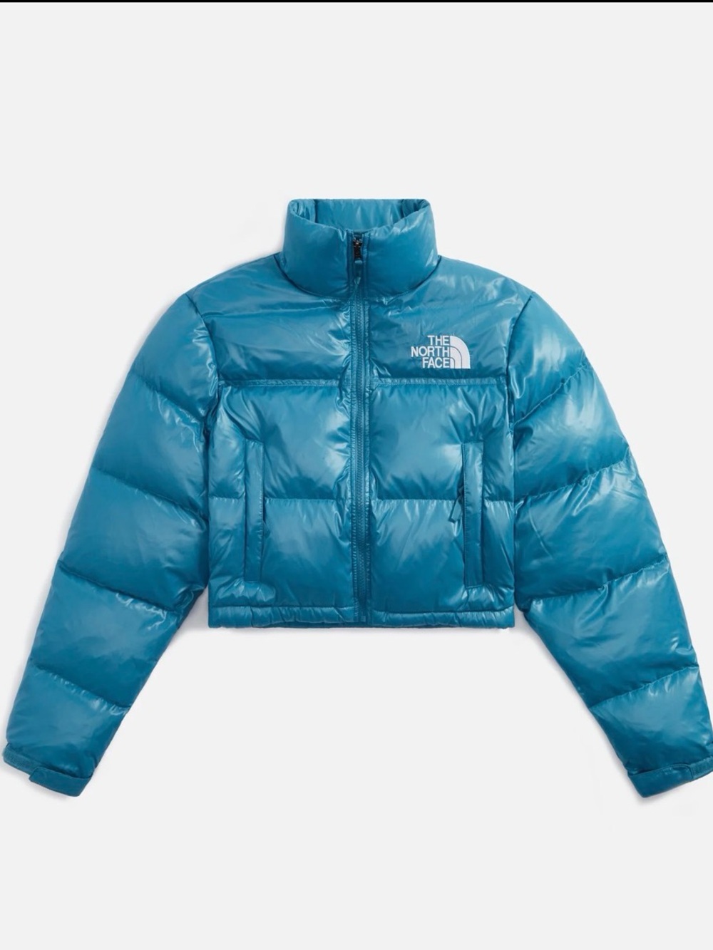 The North Face Women's Teal Cropped Puffer Jacket